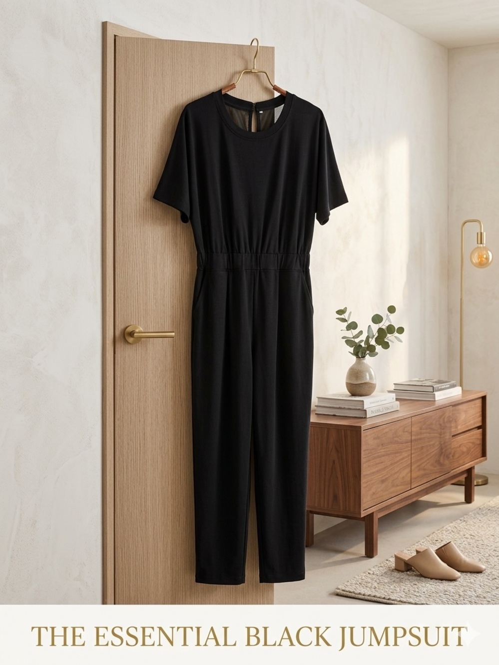 Essential Black Jumpsuit - Classic Crew Neck